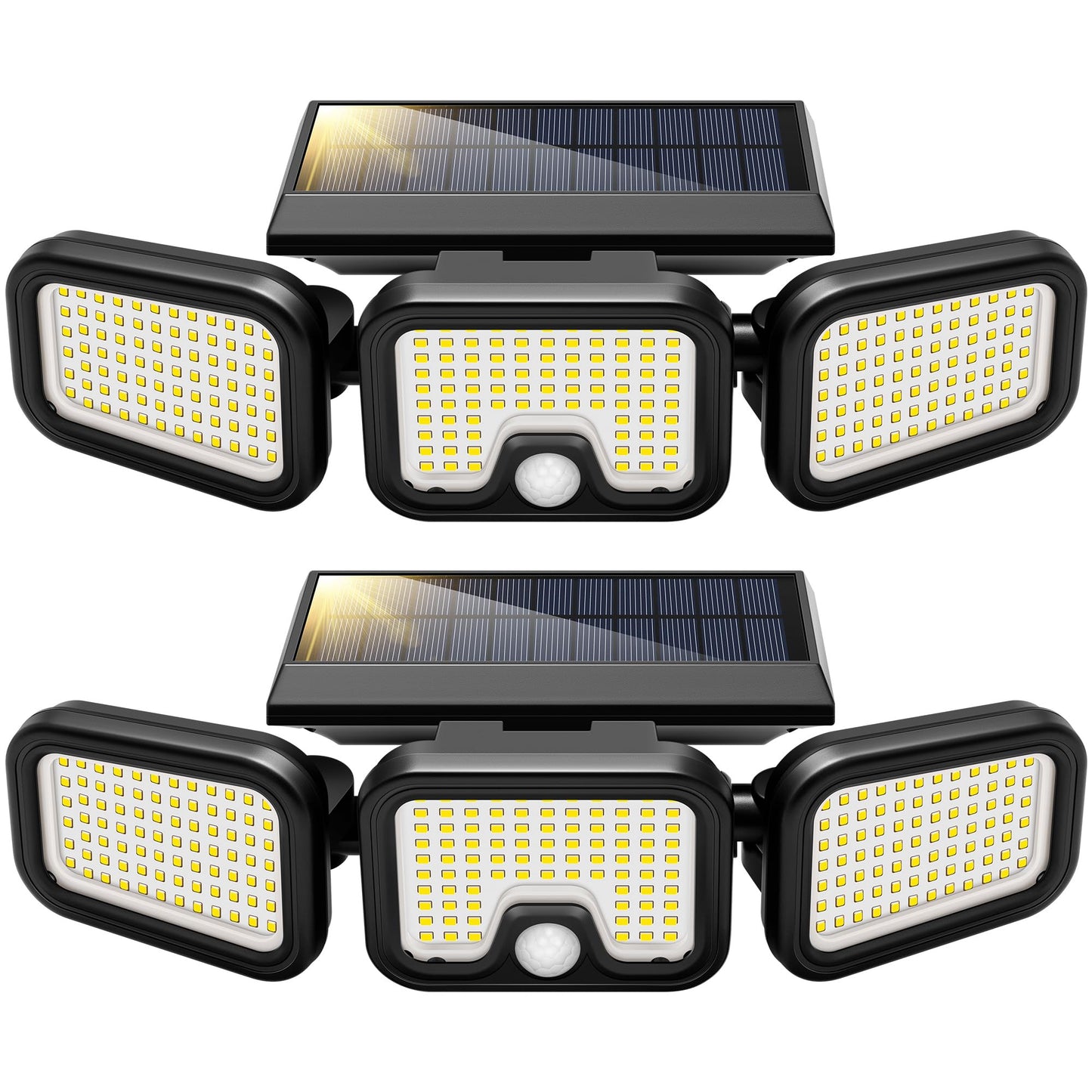VIVOHOME Solar Flood Lights Outdoor, 256 LED 2500LM Motion Sensor Lights, 3 Adjustable Heads Security Lights, IP65 Waterproof, 2