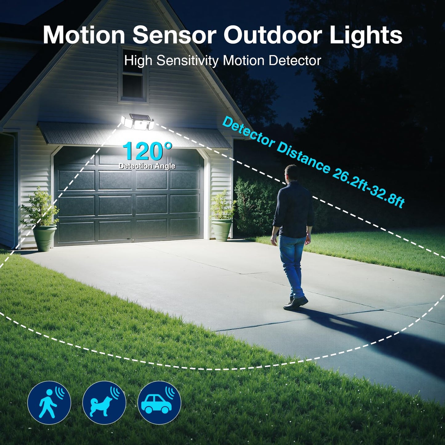 SZPOWER Solar Flood Lights, 6000LM, 230 LED, Motion Sensor, Waterproof, Remote Control, Black, Model SZC10A5-TY, 1 Pack