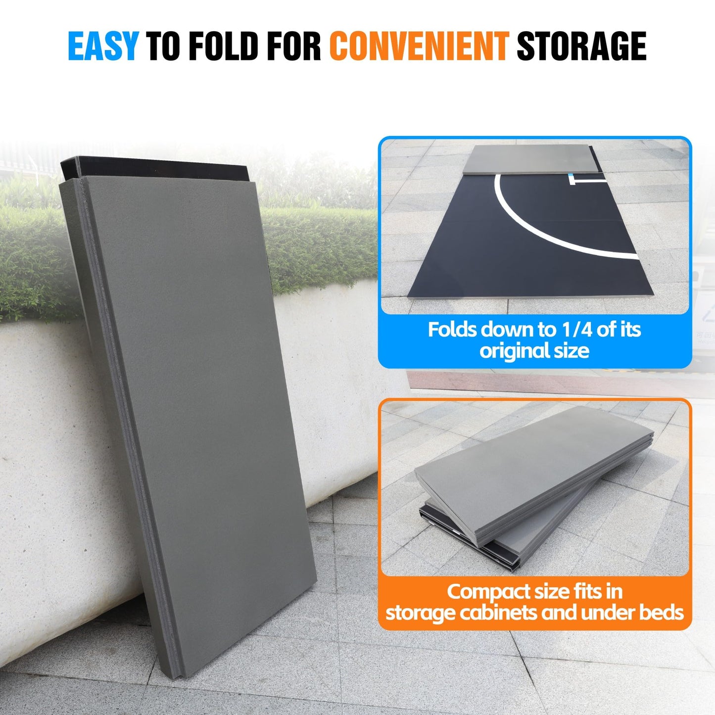 HESMAX 10' x 10' / 10' x 6.5' Wrestling Mat for Home, Foldable BJJ Jiu Jitsu Mat with 3cm Foam, Antislip Waterproof Training Mat for MMA, Grappling, Judo, Boxing, Martial Arts 1p7