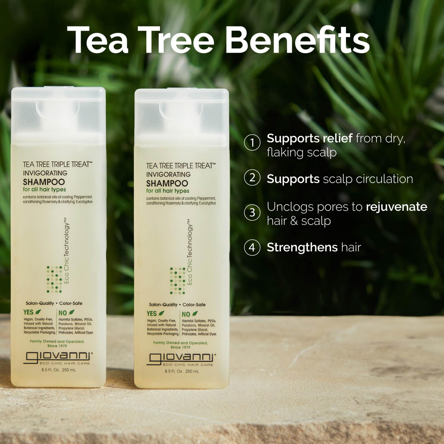 GIOVANNI Tea Tree Triple Treat Invigorating Shampoo - Cooling Peppermint, Eucalyptus & Rosemary, Helps Strengthen & Rejuvenate H