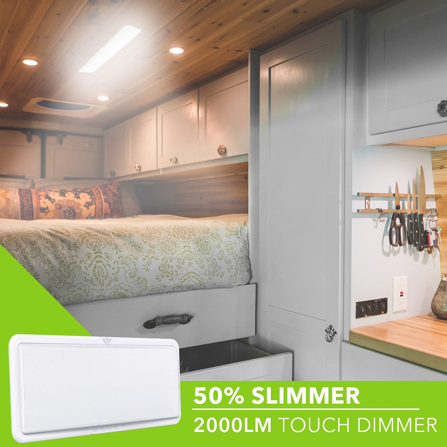 Leisure Led Rv Led Ceiling Light 21 X 8 Fixture 2000 Lumen With Touch Dimmer Switch Interior Lighting For Car/Rv/Trailer/Camper/Boat Dc 12V Natural White 4000-4500K (4 Pack)
