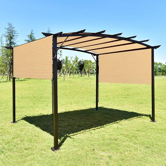 Eden's Decor Straight Flat-Edged Sun Shade Sail Rectangular 17' x 18' Beige UV-Blocking Outdoor Canopy Fabric Cloth Awning for Pergola Patio Garden Backyard Custom Size