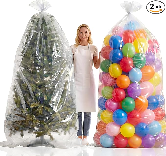 2 Pcs 98.4 x 59 Inches Large Balloon Bags for Transport, Christmas Tree Disposal and Storage Bag, Clear Balloon Drop Bag, ...
