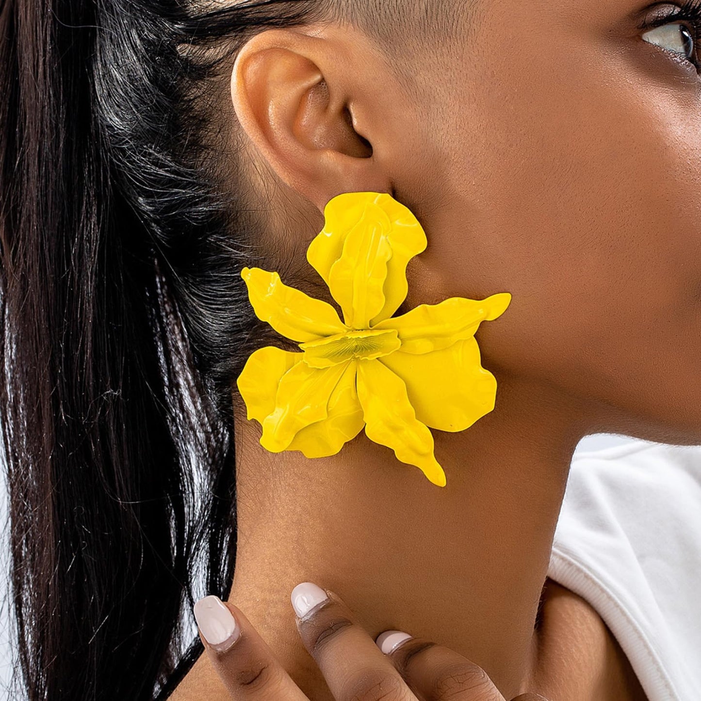 Yellow Flower Earrings for Women Large Floral Statement Jewelry Elegant 3D Floral Gift Accessories for Women