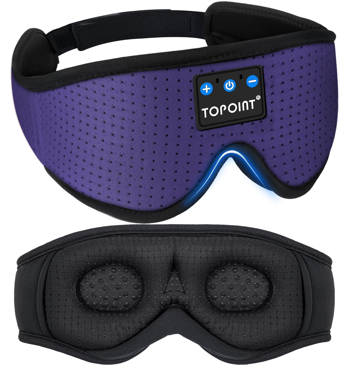Sleep Mask with Headphones Bluetooth 5.4, TOPOINT 3D Eye Mask Blackout Breath Silk for Side Sleepers Women Men, Sleep Headphones Earphones HD Speaker Microphone for Travel Meditation Gift, CPAP Users