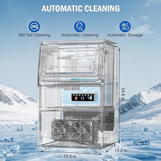Nugget Ice Maker, 80 LBS/Day with 15 LBS Storage Bin, Freestanding Undercounter Ice Maker Machine Stainless Steel, Soft Chewable Pellet Ice Machine for Home Bar Kitchen Office, Self-Cleaning