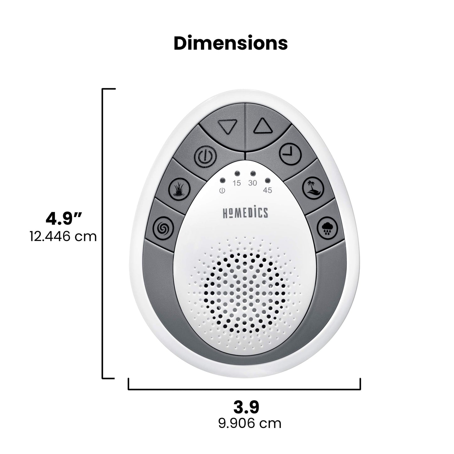 Homedics White Noise Sound Machine, Small Travel Sound Machine with 4 Relaxing Nature Sounds, Portable Sound Therapy for Home, Office, Nursery, Auto-Off Timer, by Homedics