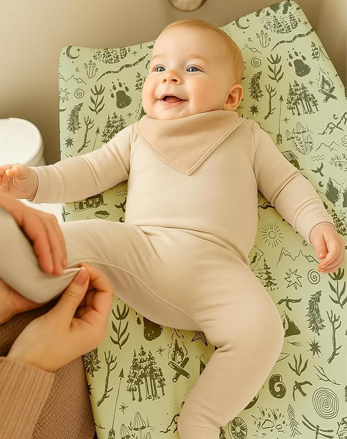 Changing Pad Cover for Baby Boys Girls 2 Pack, Fits Standard 32”×16” Changing Table Pads, Silky Breathable Stretch Knit, Machine Washable (Bear Tracks)