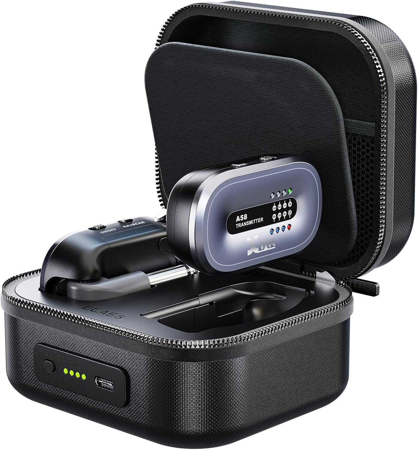 Xvive AC58 Wireless Guitar System 5.8GHz, A58 Guitar Wireless System with Charging Case for Active or Passive Pickup Electric/Ac