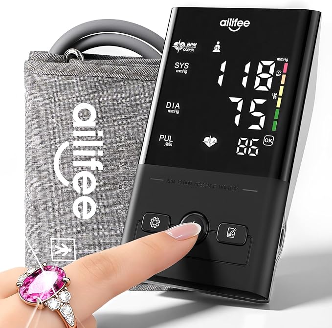 Ailifee Clinically Accurate Upper Arm Blood Pressure Monitors for Home Use with Large Cuff, One-Button Operation, Dual Use...