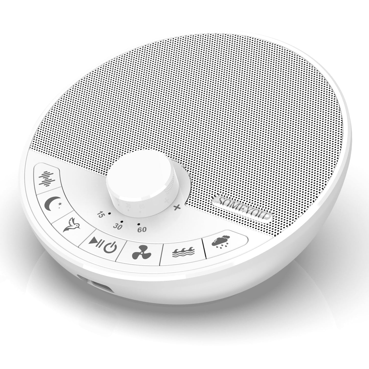 Someyou Portable White Noise Sound Machine with 18 Sleep Sounds, Battery Powered Bluetooth Function Knob Volume Control Sleep Timer, Travel White Noise Machine for Sleeping Adults Baby(White)