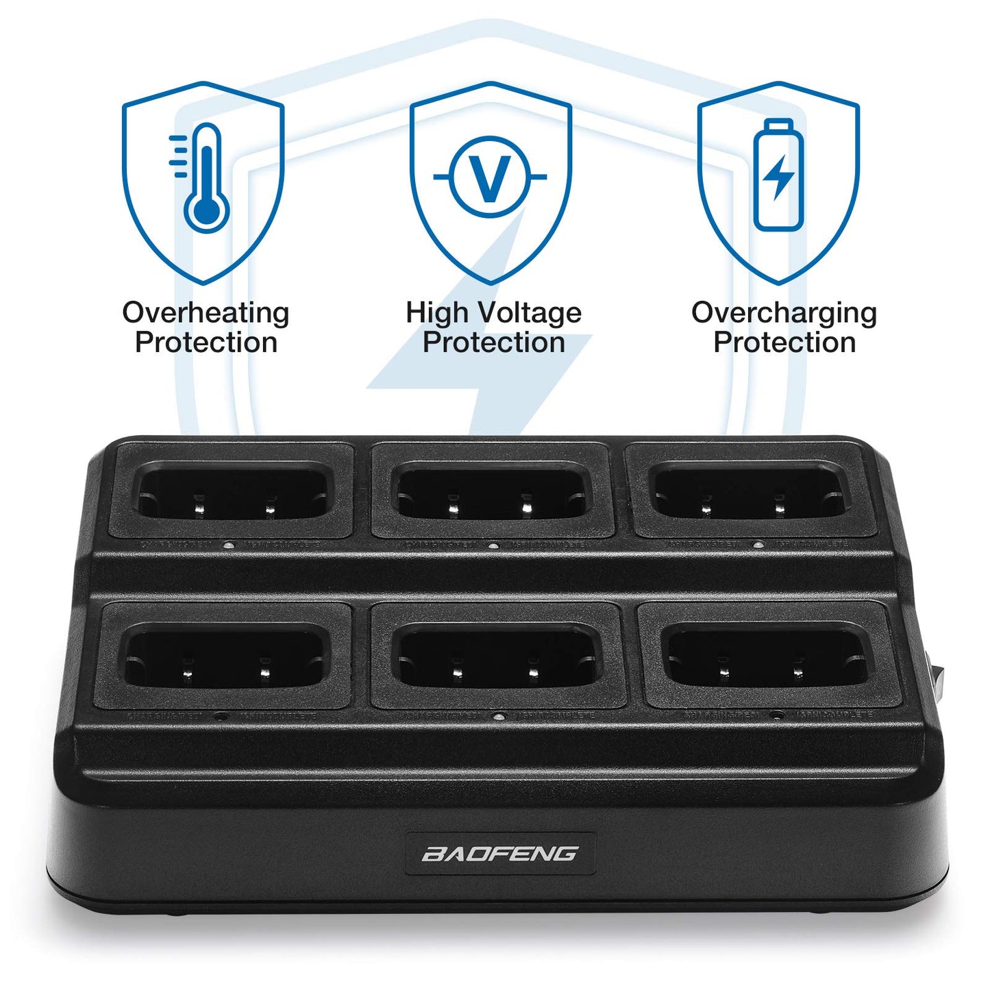 BAOFENG BF-88ST Walkie Talkies Long Range (6 Pack), Rechargeable Two Way Radio with 6 Way Multi Unit Charger, License-Free Walky Talky for Adults with Earpieces, USB Charging, Black
