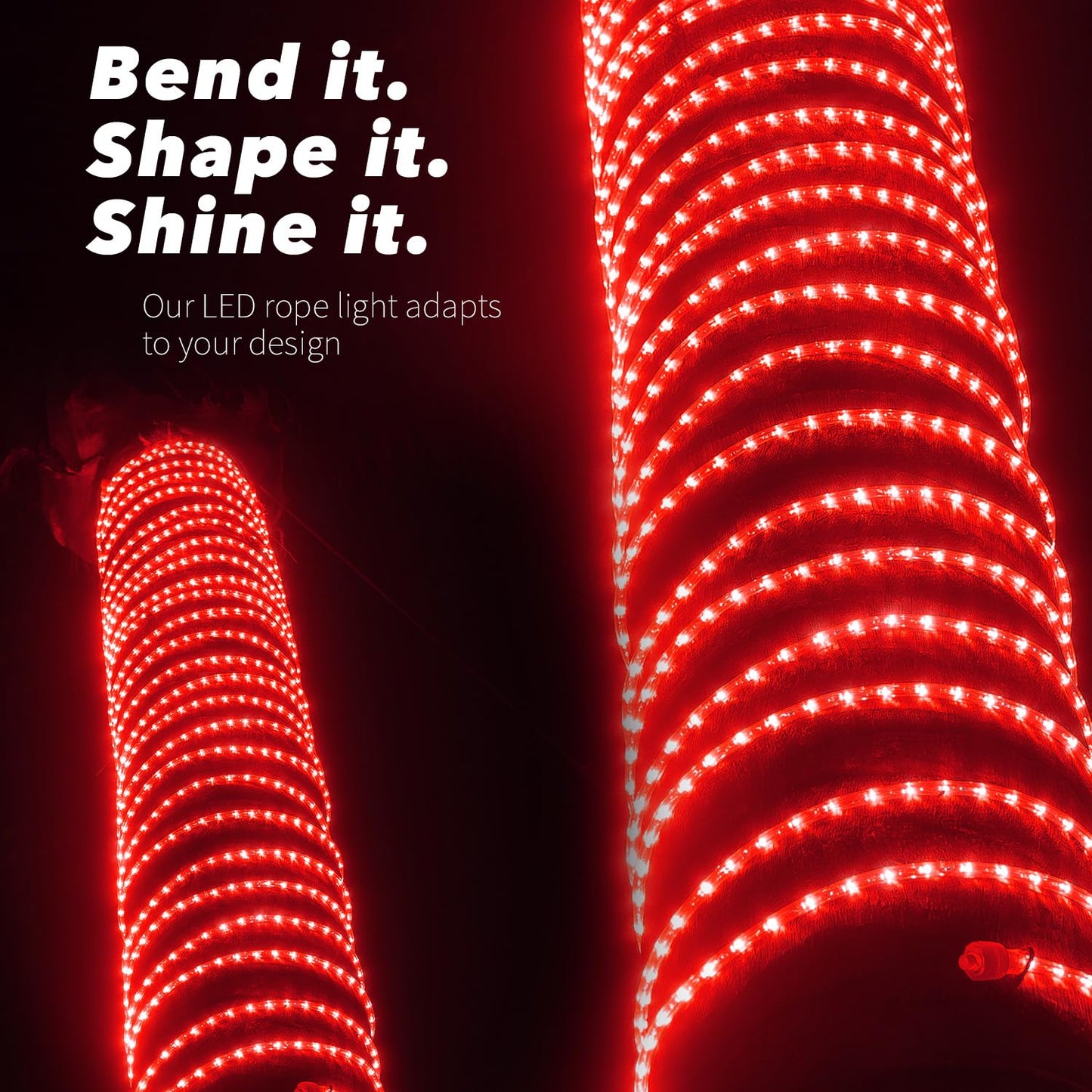 WYZworks LED Rope Lights, 150ft Connectable Waterproof Decorative Lighting, Red, ETL Certified, for Outdoor Use, Model AM-LEDROPE-RED-150-2