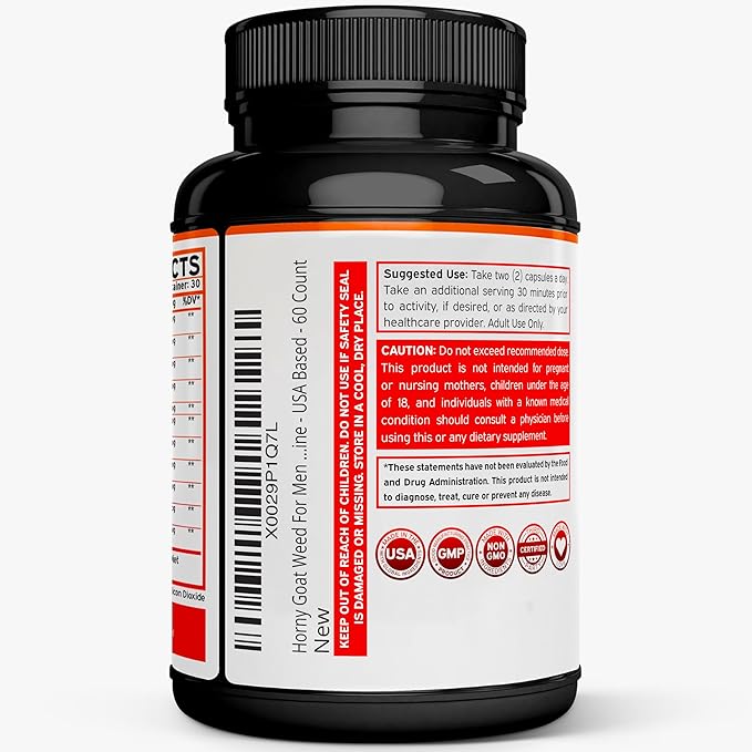 Horny Goat Weed For Men and Women - [Maximum Strength 1590mg] - Maca, Ginseng, L-Arginine, Tribulus - Premium Hornygoatweed - Icariin Epimedium - 3rd Party Tested - USA Made - 60 Count