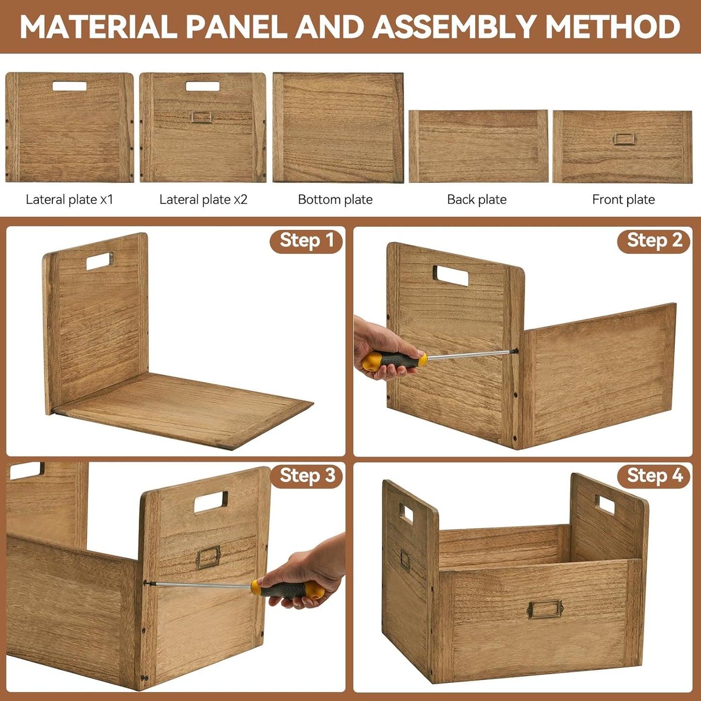 KIRIGEN Vinyl Record Storage Organizer Crate Wooden Storage Organizer Box Hold Up to 80 Record and LP Dark Brown CDH-DBR
