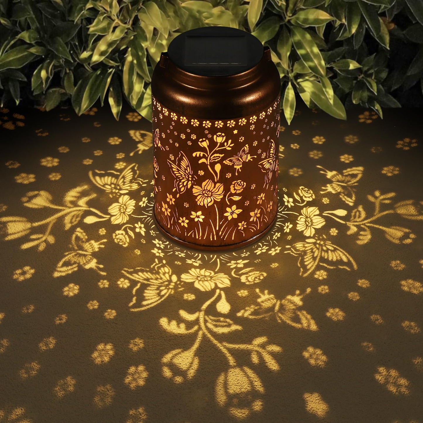 Tepaken Solar Lanterns Outdoor Waterproof Metal Hummingbird Garden Decor Gold T-DL-105