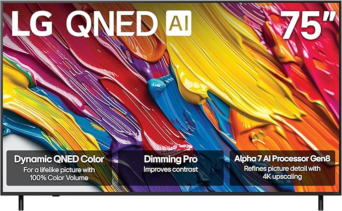 LG 75-Inch Class QNED AI 4K QNED82A Series Smart TV w/AI Sound, HDR10, 4K Super Upscaling, Filmmaker Mode, Wow Orchestra, ...