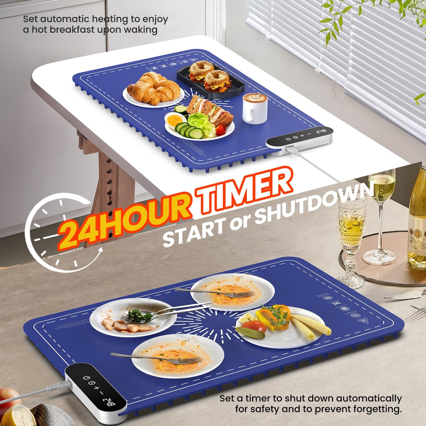 Warming Mat for Food, Upgrade 248℉ Electric Food Warming Mats for Countertop and 9-Level Temperature Food Warmer, Silicone Heating Mat for Buffets, Party, Perfect Gifts for Men/Women/Mom/Dad