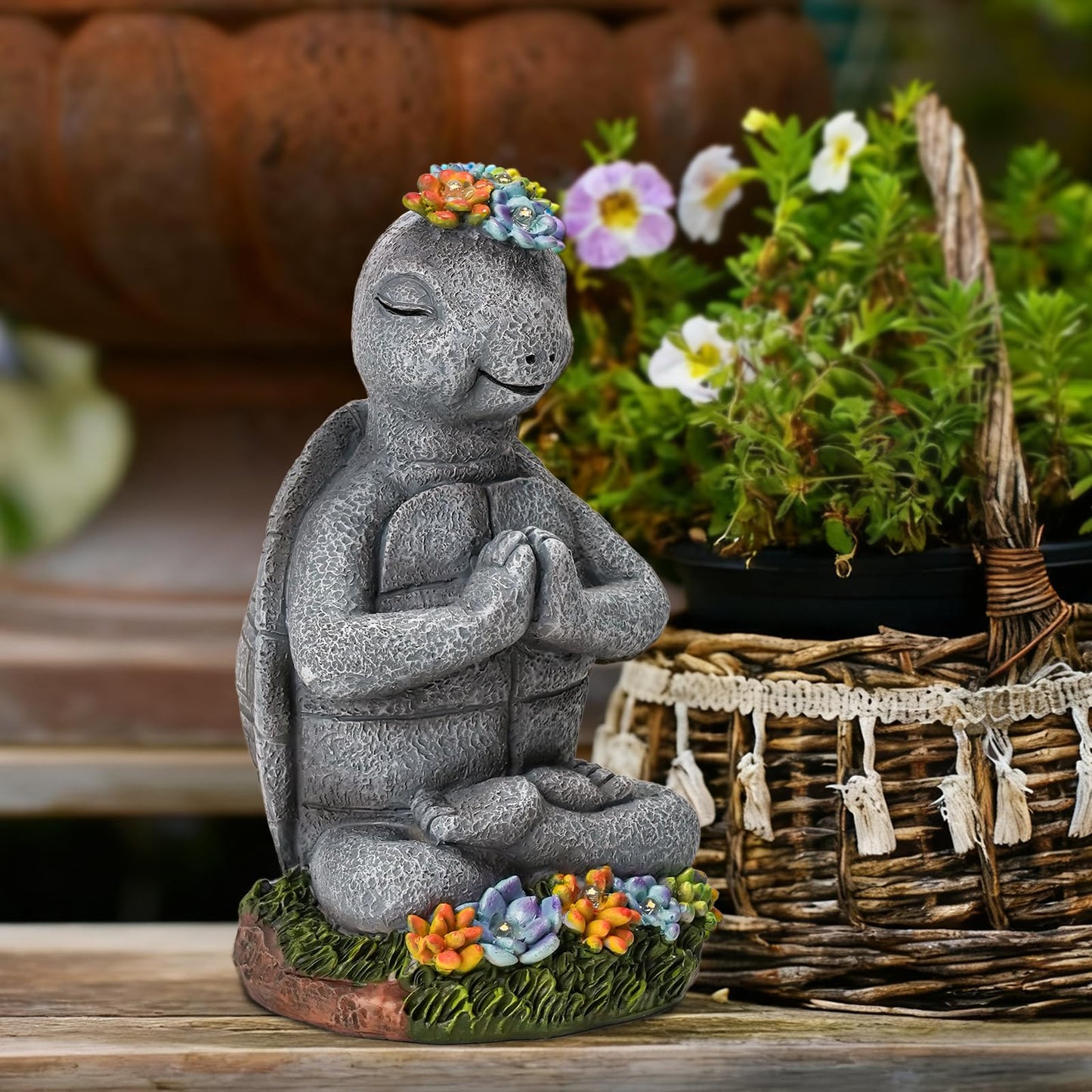 Pohabery Solar Turtle Decor Garden Turtle Figurines With Led Light Birthday Gifts For Women Turtle Outdoor Decor For Patio Yard Garden Home Decor