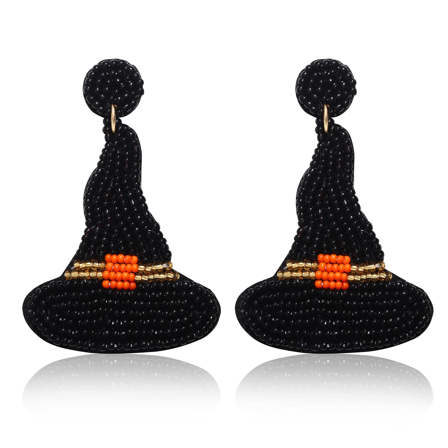 Halloween Earrings for Women Cute Pumpkin Ghost Beaded Dangle Earrings Statement Spooky Black Skull Witchy Hat RIP Earrings Fun