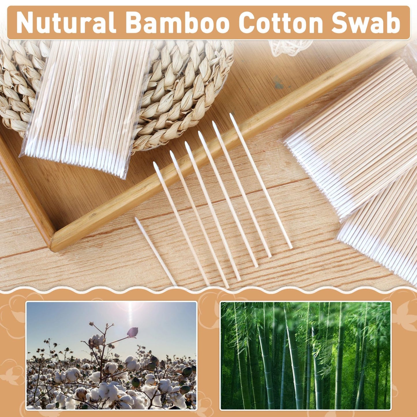 Fenshine 1000 Count Microblading Cotton Swab, Cotton Swabs Pointed Tip, Cotton Swabs Wood Sticks, Cotton Tipped Applicator, Tatt