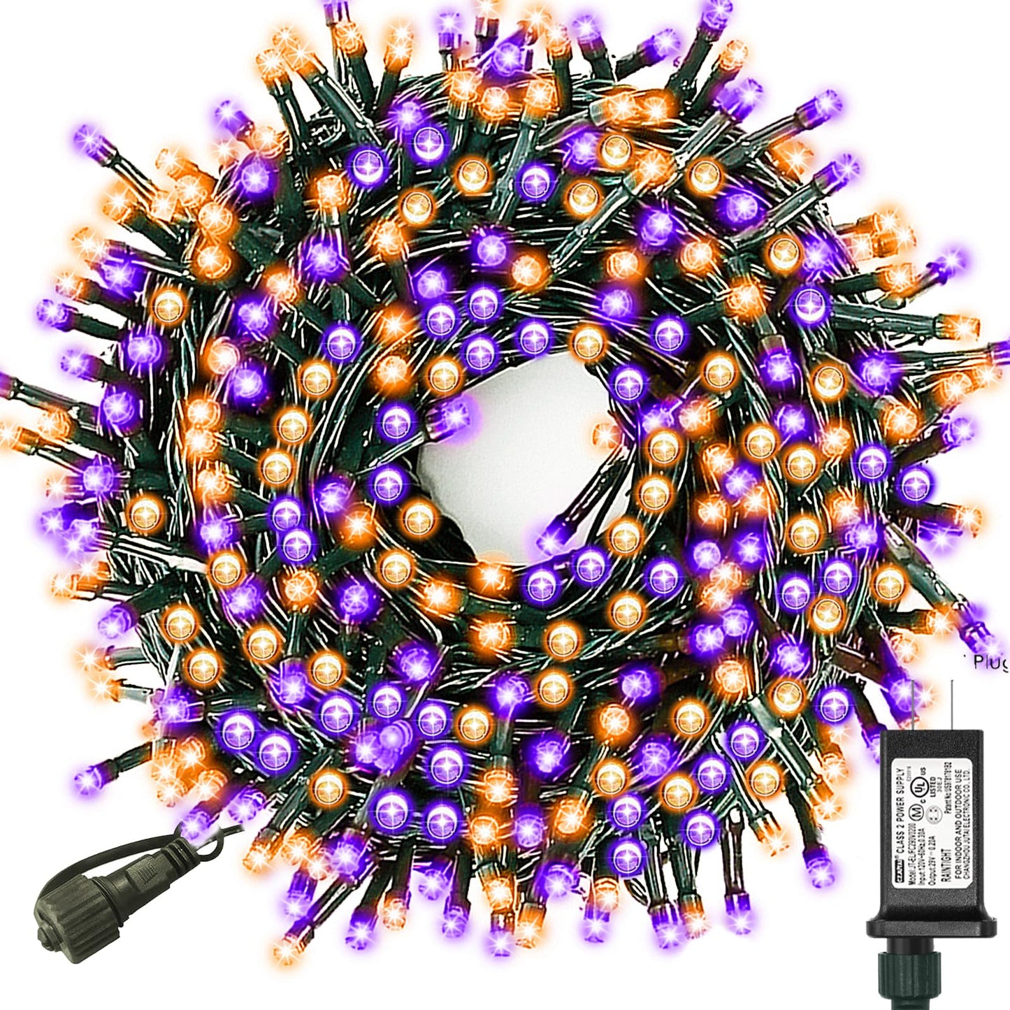 Decute Halloween String Lights Outdoor Indoor Waterproof 300Led 105Ft Ul Certified With End-To-End Plug 8 Modes  Decoration Lights For Christmas Tree Patio Garden Wedding Party Orange Purple