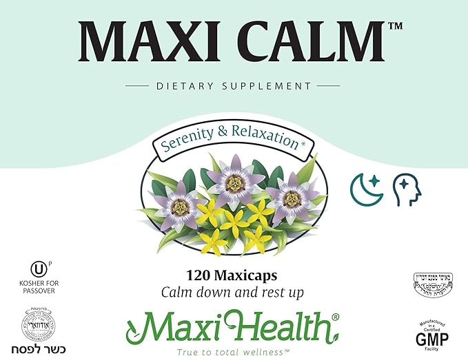 Maxi Kosher for Passover Calm Serenity and Relaxation Support Capsules, 120 Count