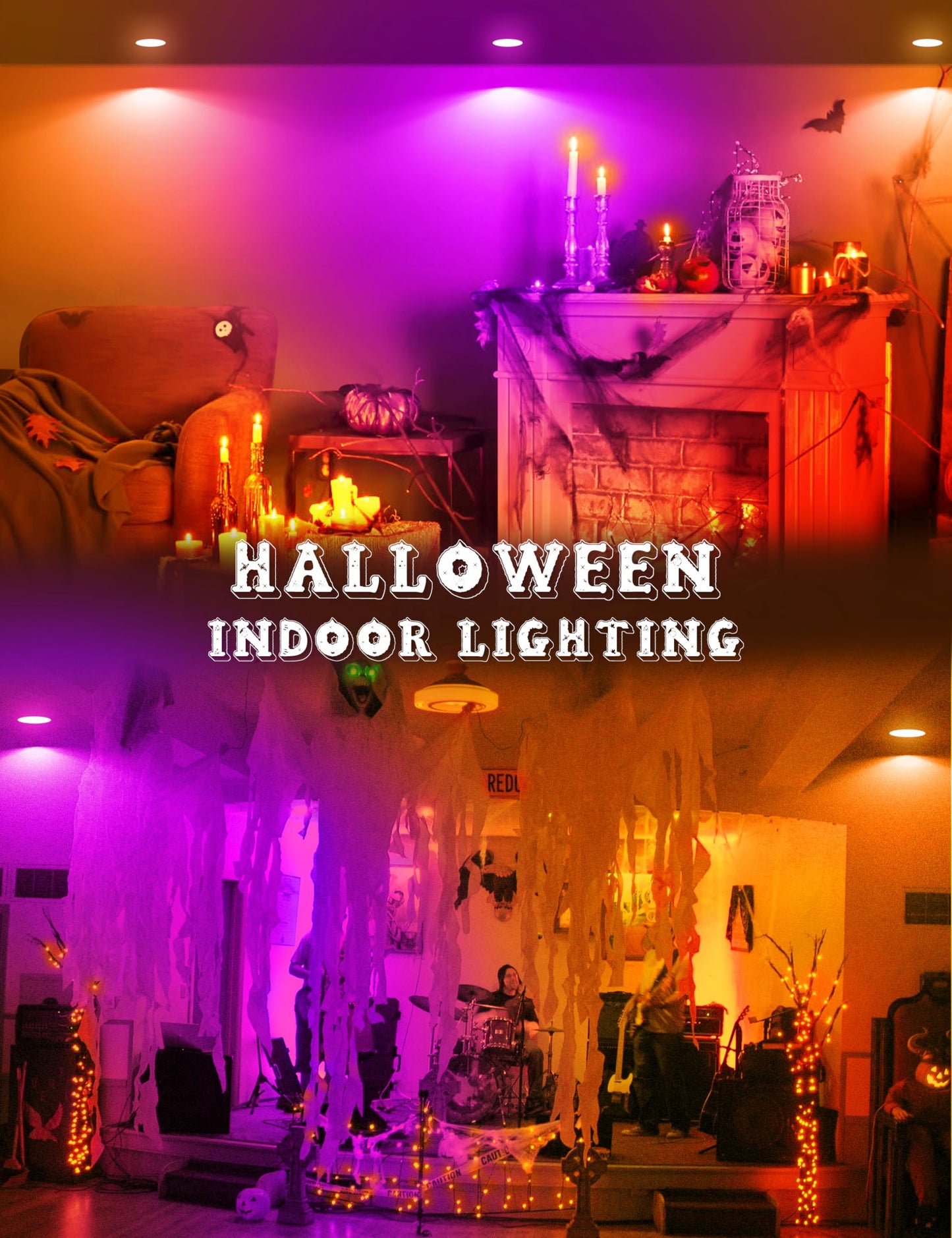 JandCase BR30 Indoor Flood Light Bulbs, E26 Base, 11W Equivalent, 2 Pack, Purple & Orange