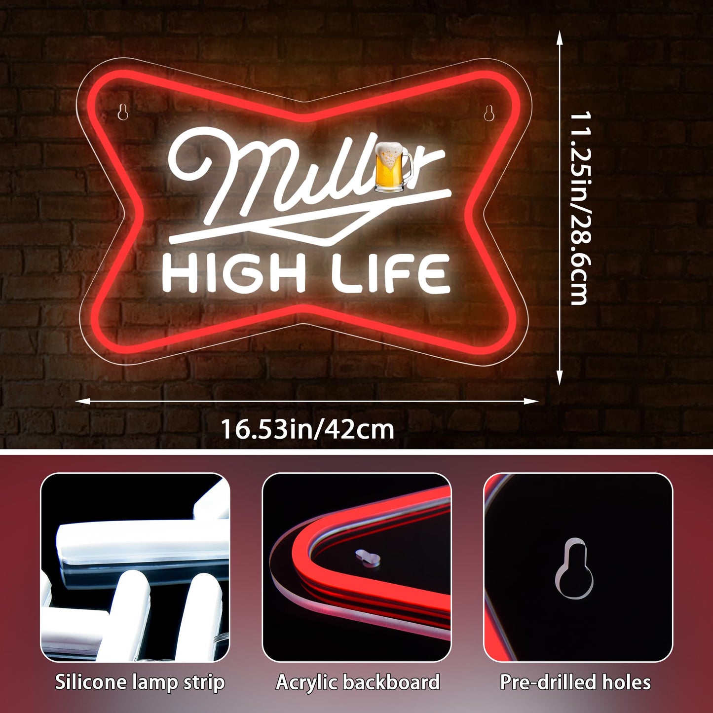 malt-inspired Neon Sign For Wall Decor malt-inspired Led Neon Lights For Home Bar Man Cave Garage Pub Bar Party Game Room Hotel Bedroom Birthday Gifts Usb Powered(Xd-270)