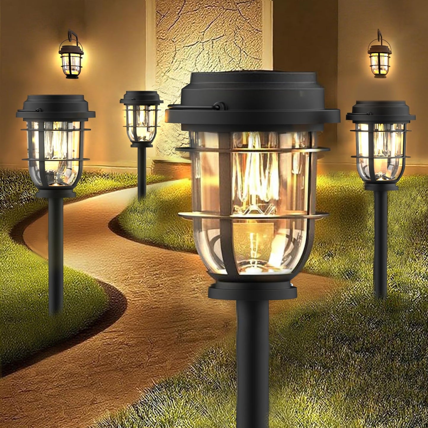 Vuees Bright Solar Pathway Lights Outdoor, 8 Pack Waterproof IP65, Auto On/Off Solar Powered Garden Lights for Yard Lawn Walkway
