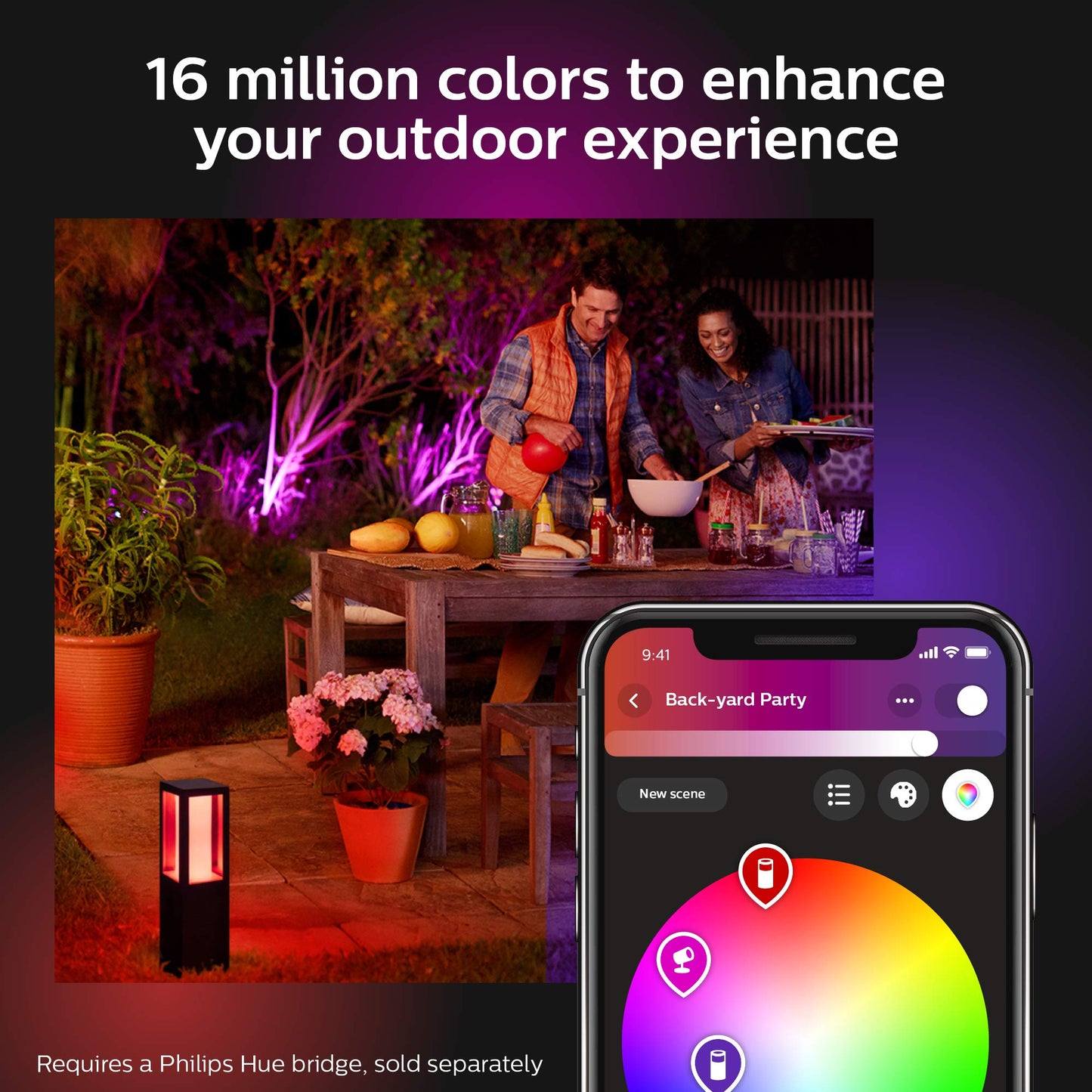 Philips Hue Econic Up Outdoor Smart Wall Light - Black - E26 Color-Changing Led Bulb - 1 Pack - Requires Hue Bridge - Weatherproof