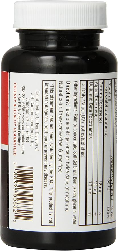 Carlson Labs Tocotrienols With Natural Vitamin E, 180 Softgels
