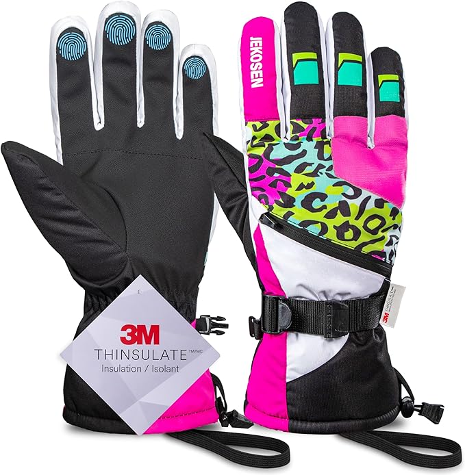 JEKOSEN Ski Gloves Mens Womens Waterproof Touchscreen Snowboard Gloves Snow Winter
