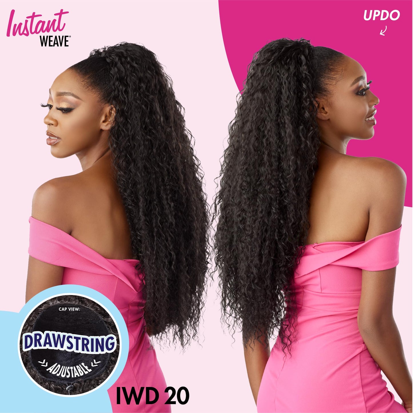 Sensationnel Instant Weave Half Wig - 20 Synthetic Blendwig Adjustable Drawstring for Seamless Hair Blending (1 JETBLACK)