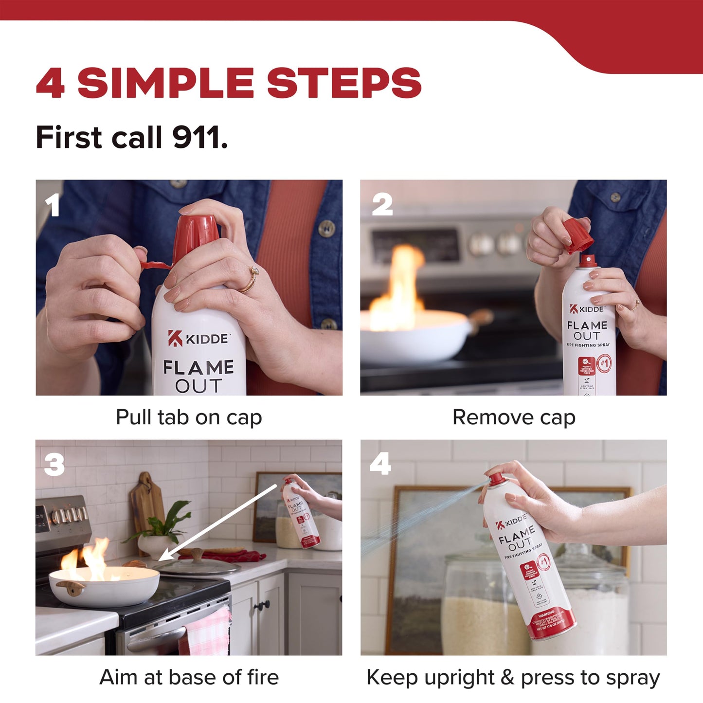 Kidde Flame Out Fire Spray, Extinguishing Aerosol for Home Use, Kitchens, Dorms, Apartments, Compact, Portable & Easy to Use, Non-Toxic, 17.6 oz 2 Pack