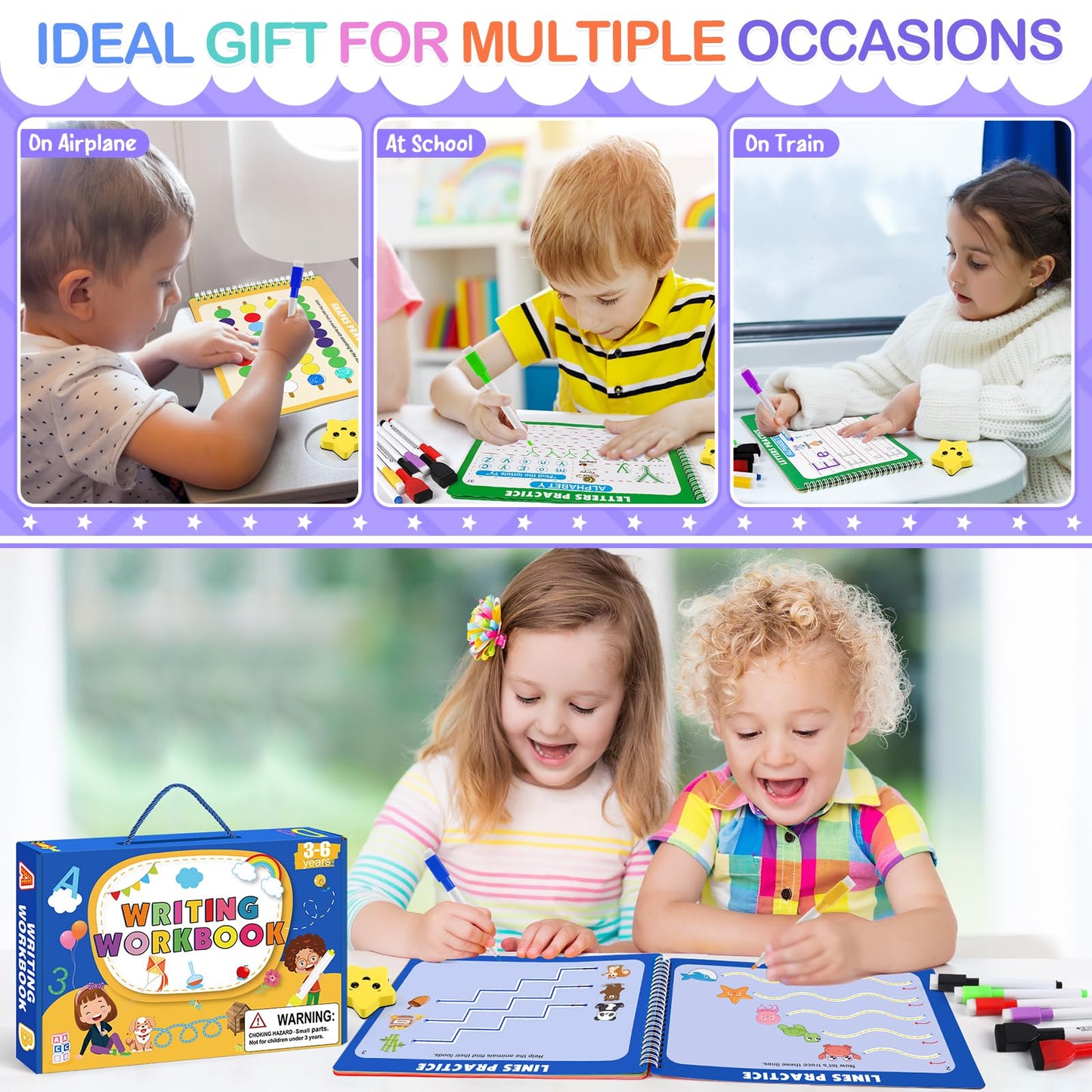 IVENRXIU Preschool Learning Activities, Toddler Tracing Books Ages 2-4, Kindergarten Workbooks for Handwriting Practice, Homeschool Supplies and Toddler Travel Essential Educational Toys