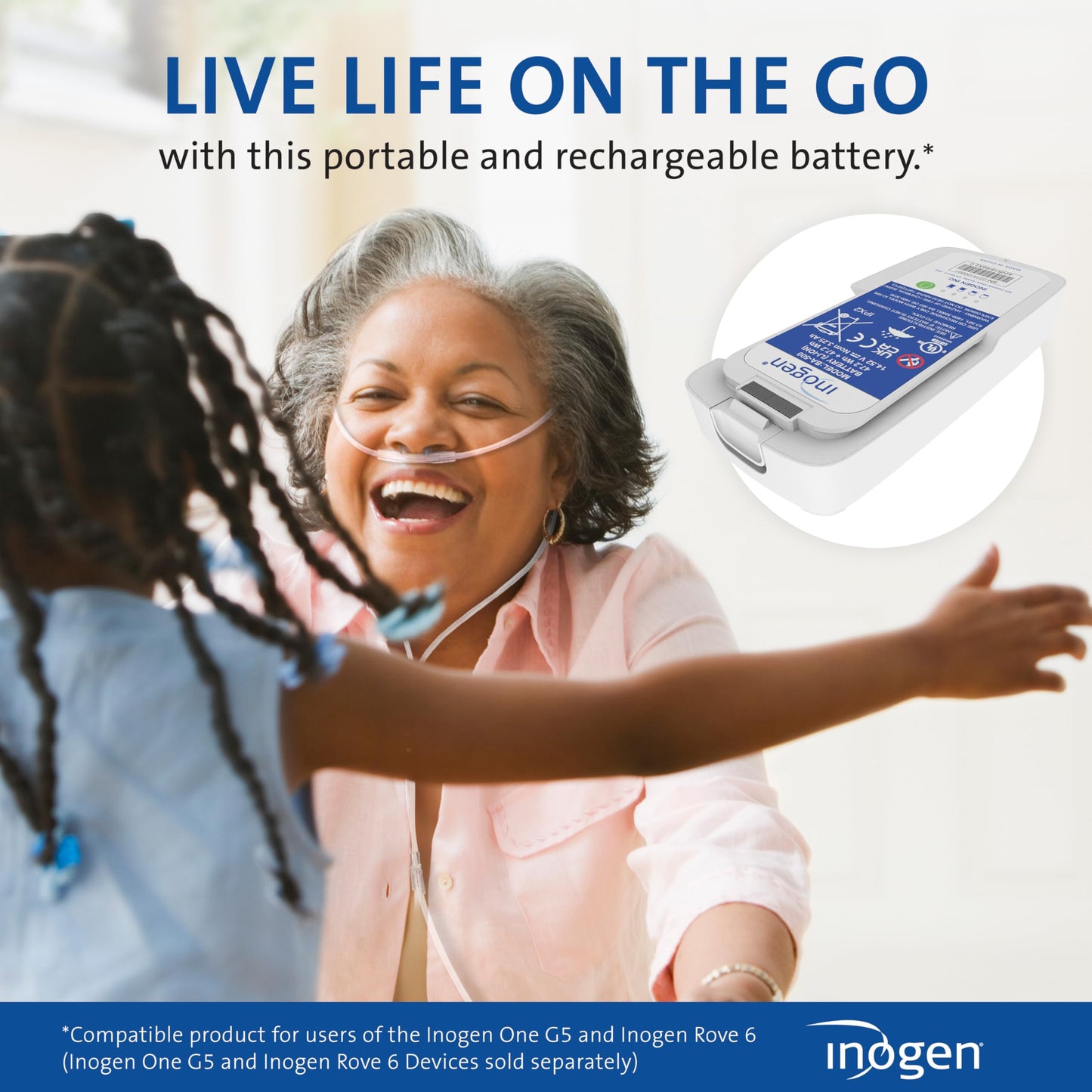 Inogen Standard (8-cell) Battery – Replacement Battery - for the Inogen One G5/Inogen Rove 6-1.19 lbs. and 7.19 x 3.26 x 1.04 in