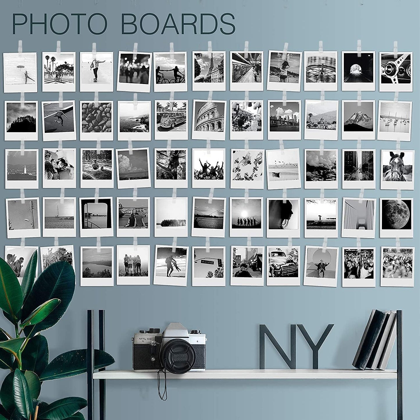 20 Pack Mini Self Adhesive Clips for Pictures - Clip Photo Holders for Wall, Photo Cards Hanging Display Board & Picture Boards, Artwork Photos Holders Hangers Room Decor (Clear)