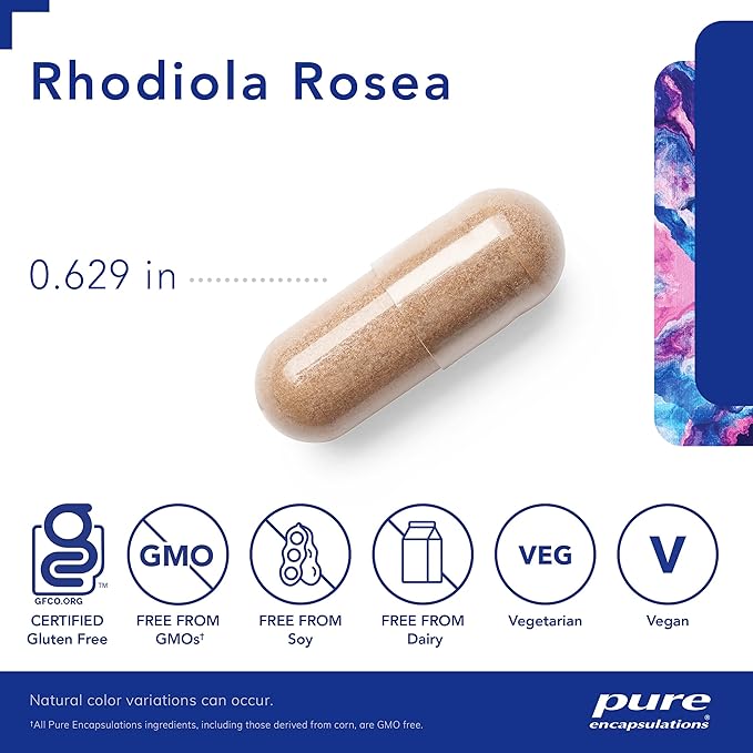 Pure Encapsulations Rhodiola Rosea - for Occasional Stress, Endurance & Fatigue Relief* - with Adaptogens - Gluten Free & Vegan - 90 Capsules