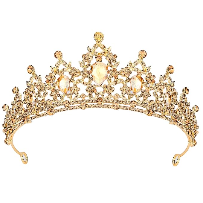SuPoo Gold Crown Queen Crowns for Women Birthday Tiara Champagne Tiara for Women Rhinestone Headband Hair Accessories Gift...