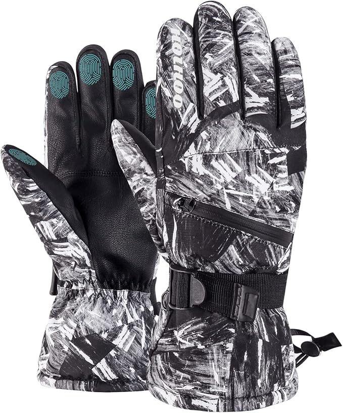 Hoihoo Ski Gloves - Waterproof Winter Snowboarding Gloves for Men & Women, Touchscreen Compatible, Warm Below -30F
