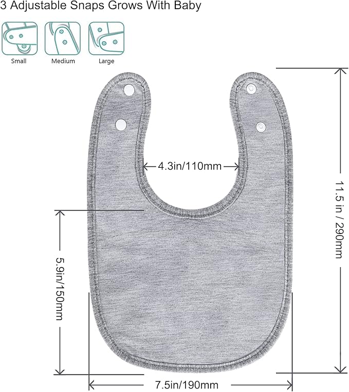 Hakochia Waterproof Baby Bibs Organic Cotton Super Soft and Absorbent With Adjustable Snap for Baby Boys and Girls