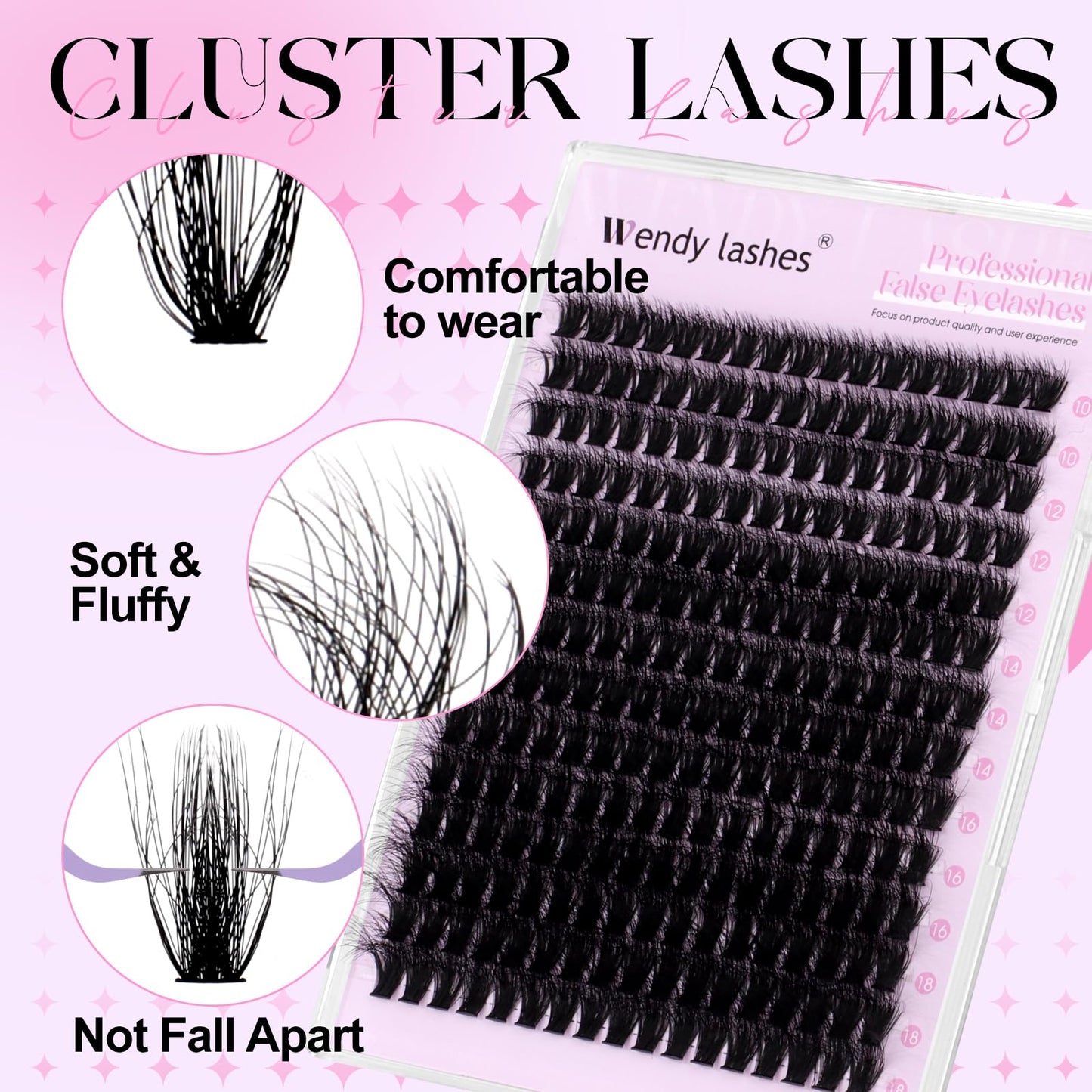 Lash Clusters 80D Wispy Individual Lashes 280PCS 3D Volume Lash Extensions 10-18mm Natural DIY Cluster Lashes for Beginners(80D,