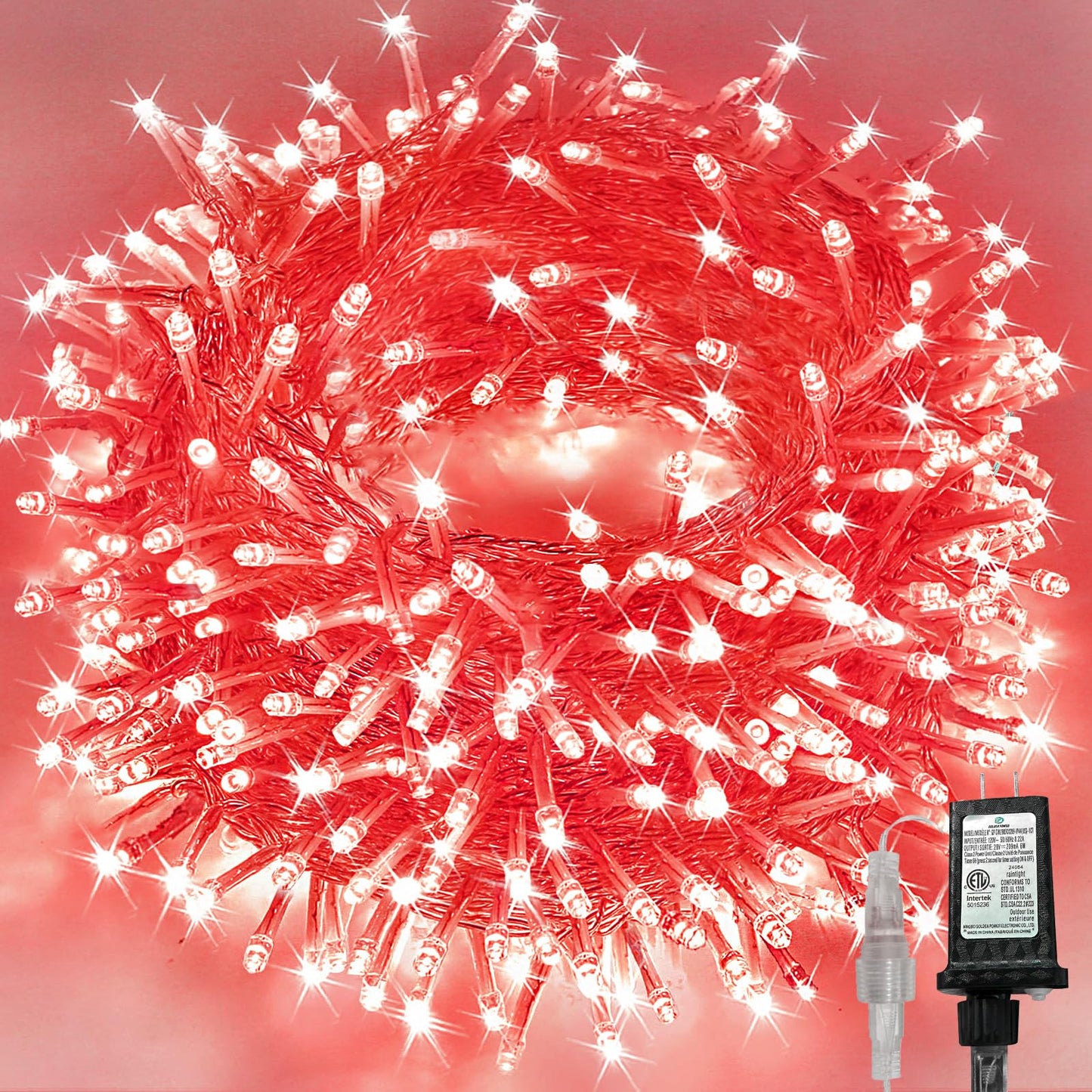 KAQ 240LED Red String Lights, Waterproof Twinkle Fairy Lights with 8 Modes & Timer, Model GP-SW290DC0209-IP44, Indoor/Outdoor Use