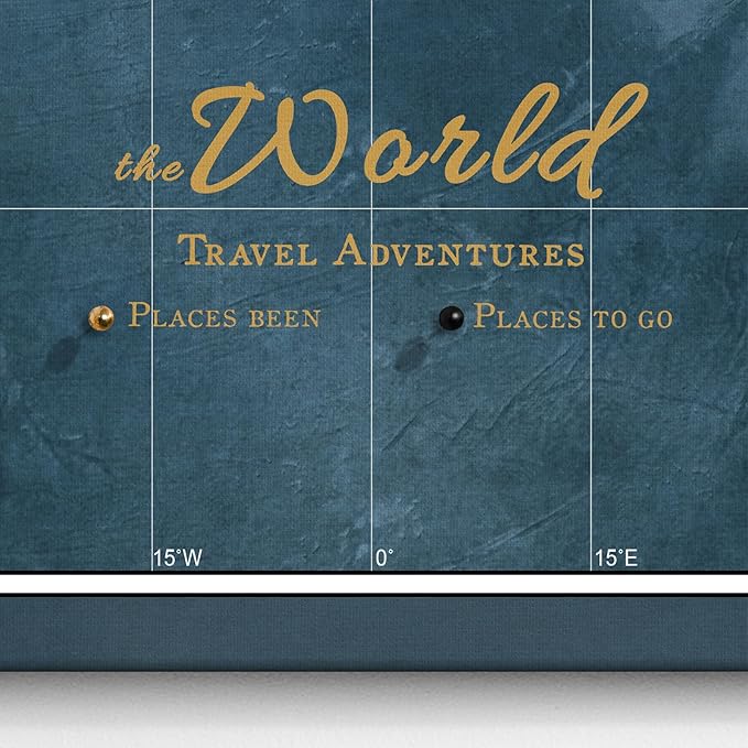 Canvas World Map with Cork Pin Board - English Lettering - Decorative Wall Decoration for All Rooms - Canvas Pictures with World Map Motif (120x80 cm, Pattern 19)