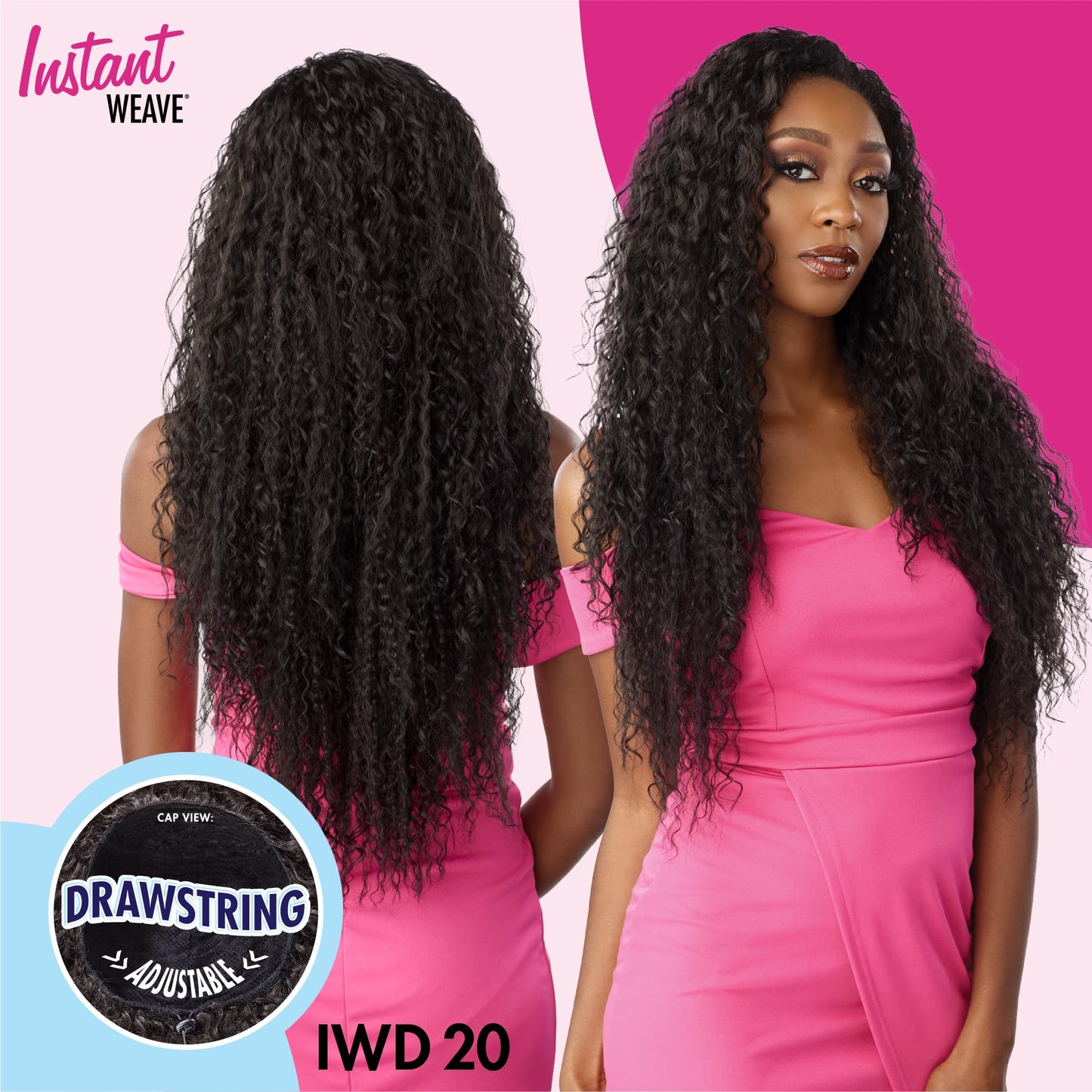 Sensationnel Instant Weave Half Wig - 20 Synthetic Blendwig Adjustable Drawstring for Seamless Hair Blending (1 JETBLACK)