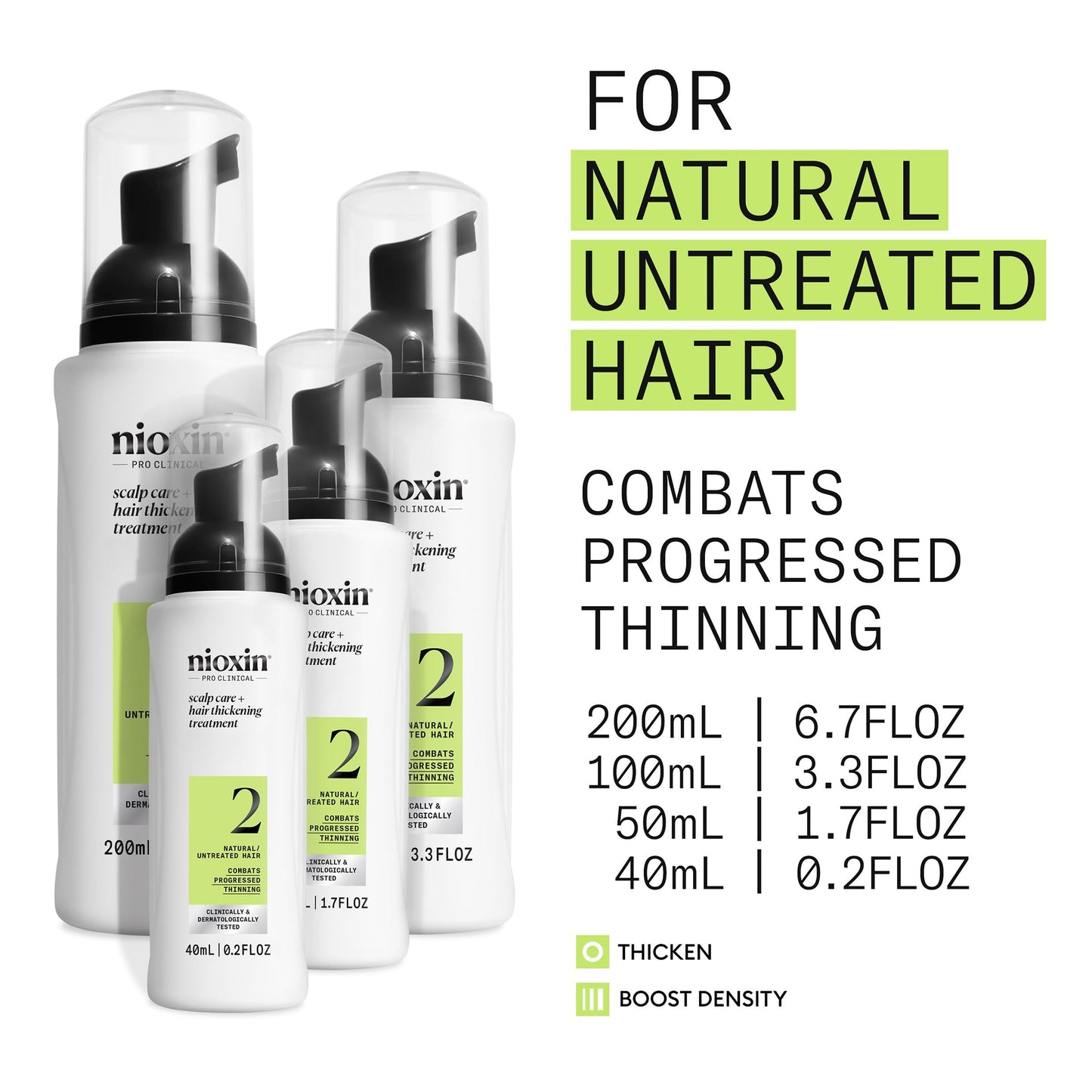 Nioxin Scalp + Hair Thickening System 2 Leave on Treatment, For Natural Hair with Progressed Thinning, 6.8 oz (Packaging May Var