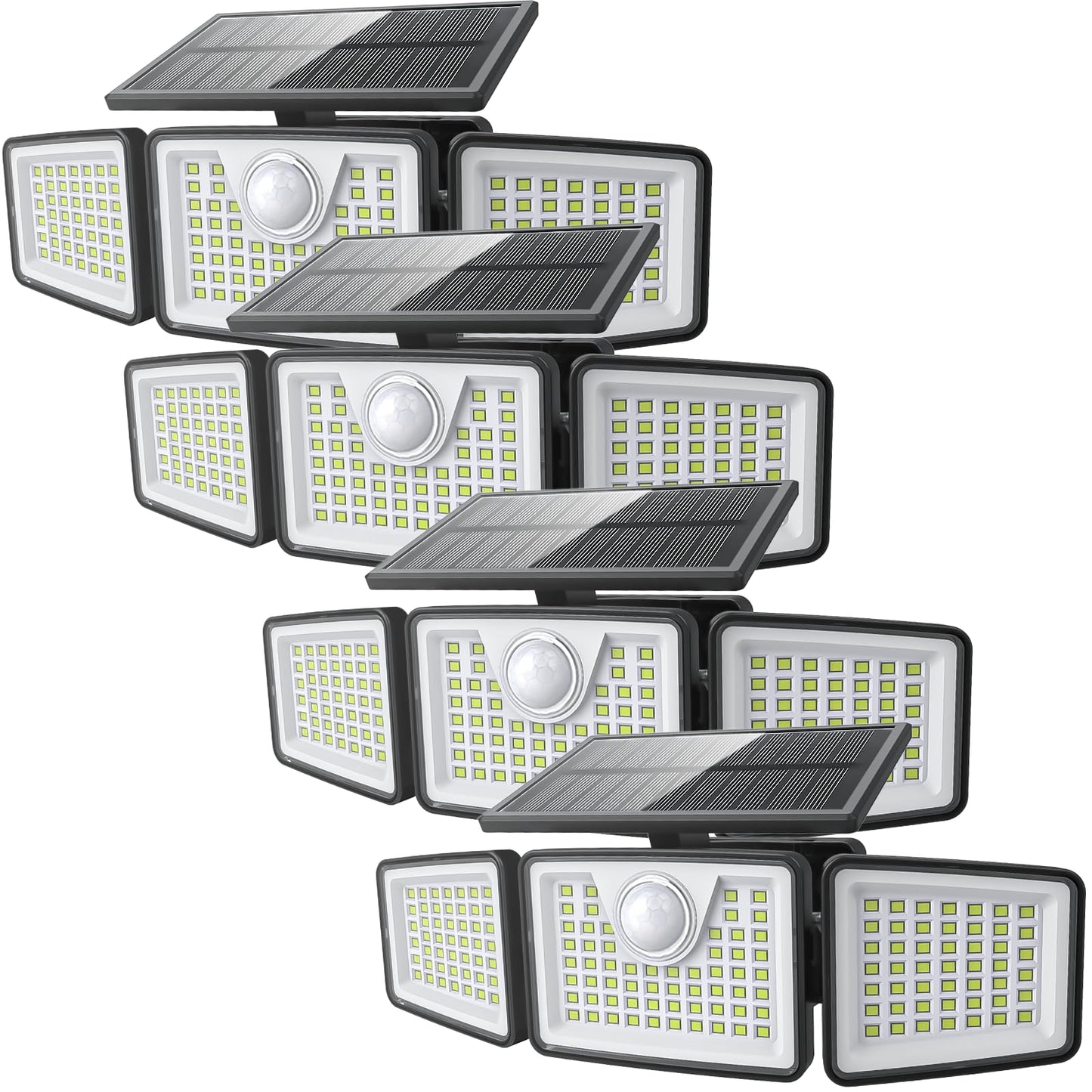 Daphino 2500Lm Solar Lights Outdoor With Motion Sensor 3 Head 270 Wide Angle Street Area Lights Ip65 Waterproof Security Lighting With 3 Modes(Non-Remote 4 Pcs)