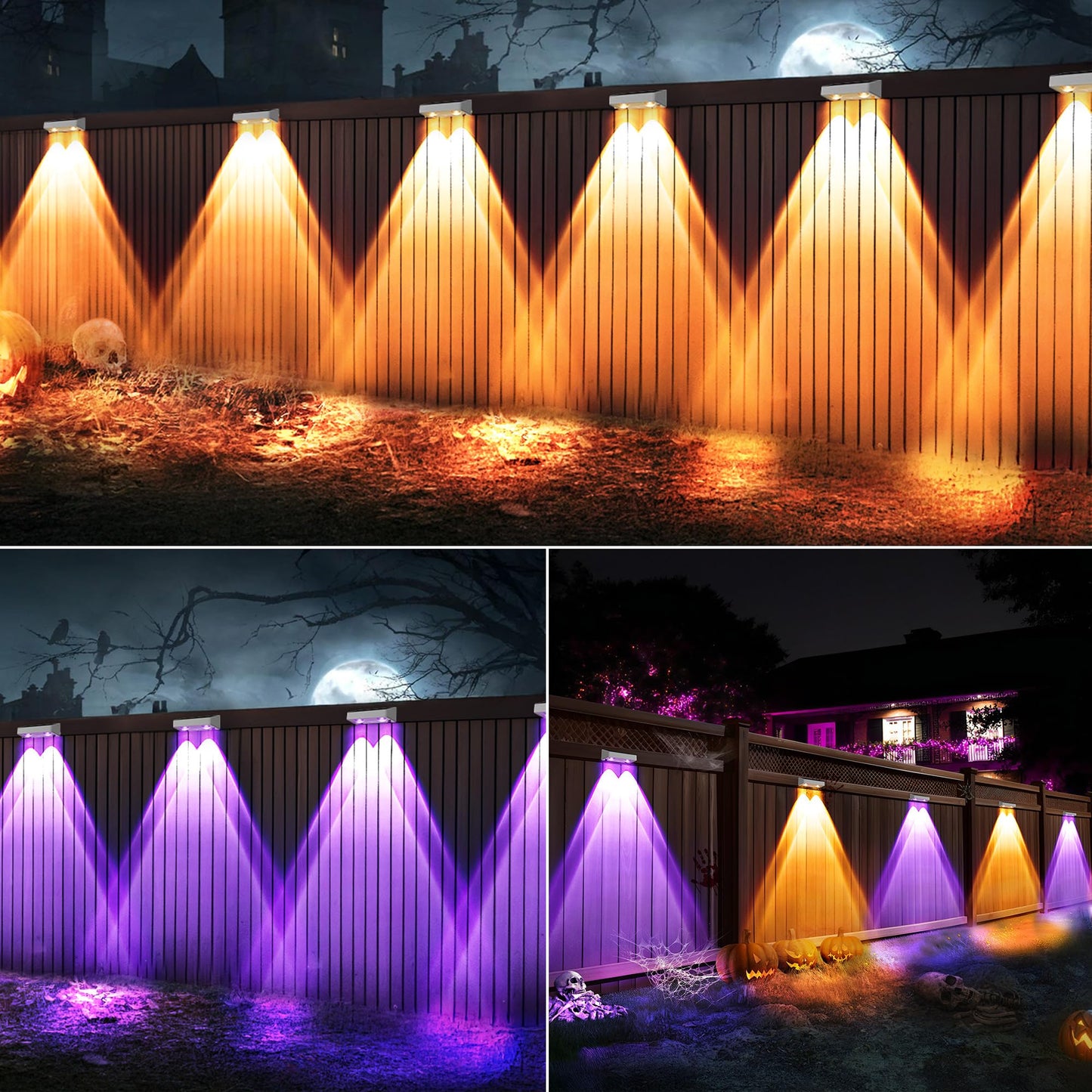 Brizled Solar Fence Lights, 11 Modes & 9 Colors, 100 Lumens, IP65 Waterproof, 8 Pack, RGBCW - White