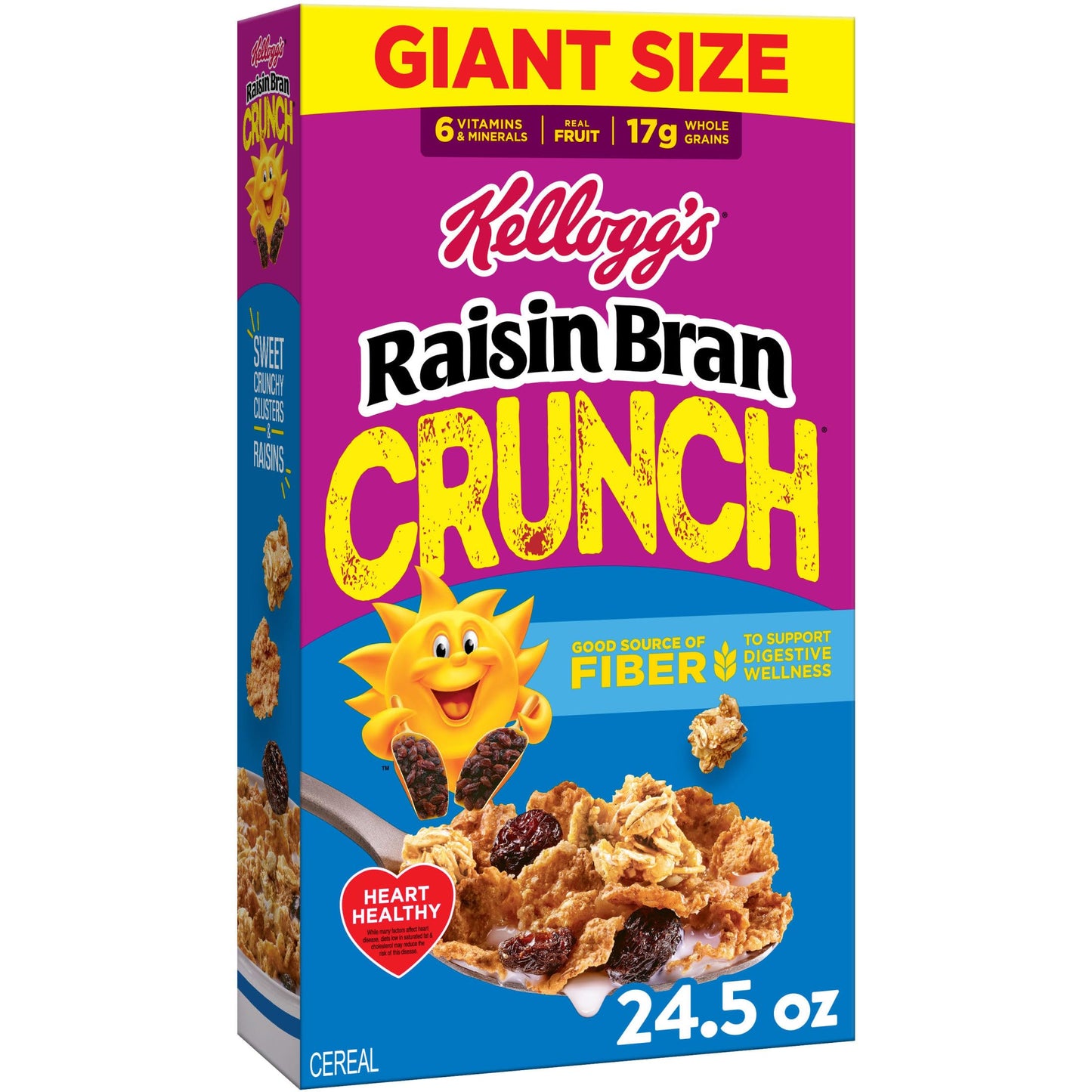 Kelloggs Raisin Bran Crunch Breakfast Cereal, Good Source of Fiber, Giant Size, 24.5 oz